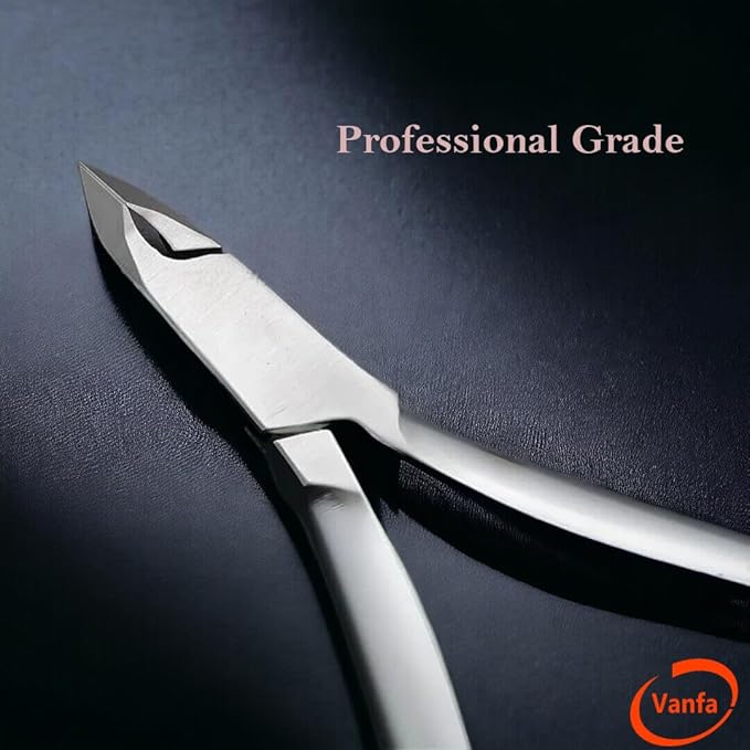 Vanfa Cuticle Nippers, Cuticle Trimmer, Professional Cuticle Cutter - Extremely Sharp - Stainless Steel - Square Head - Single Spring - VF05 Jaw #16 (Pack of 1)