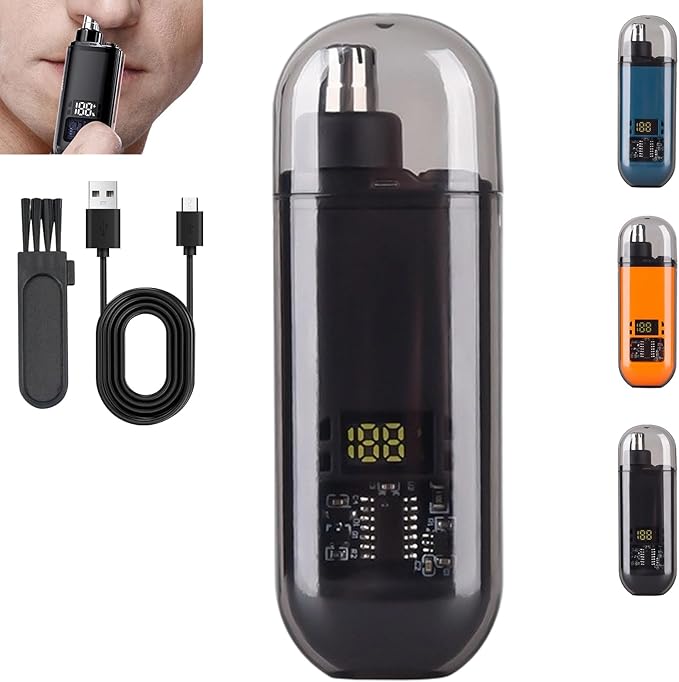 Ultimate 2-in-1 Nose Hair Trimmer - for Effortless, All-Day Comfort, Nose Hair Trimmer for Men Women Battery-Operated Trimmer with Waterproof (Black)