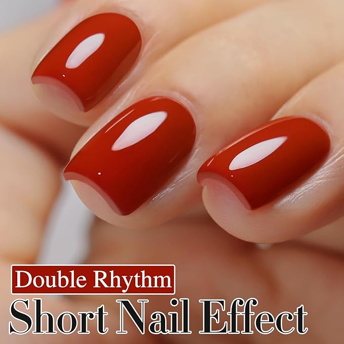 Double Rhythm 15ML Gel Polish Pure Sheer Same Color Same Bottle Soak Off Gel Polish Manicure Salon DIY Art at Home for Women (Iron Red-A1454)