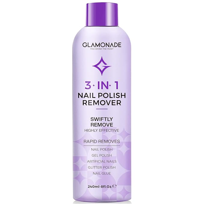 Acetone Nail Polish Remover: Professional Soak off Gel Nail Polish Remover Enriched with Natural Grape Seed Oil 8 Fl Oz for Gel Acrylic Nail Glue Dip Powder for Home Salon