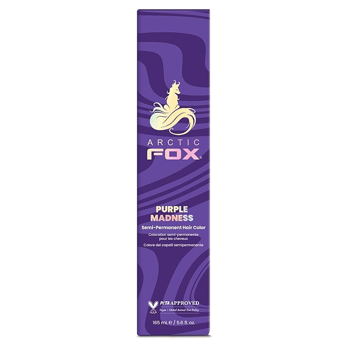 Arctic Fox Semi-Permanent Hair Dye, Vegan & Cruelty-Free, Vibrant Purple Madness, Ammonia-Free, Conditioning Formula, For All Hair Types, DIY Color, 5.6 fl oz