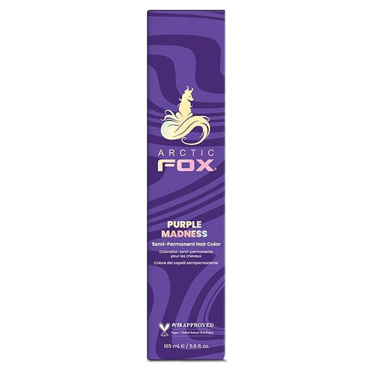 Arctic Fox Semi-Permanent Hair Dye, Vegan & Cruelty-Free, Vibrant Purple Madness, Ammonia-Free, Conditioning Formula, For All Hair Types, DIY Color, 5.6 fl oz