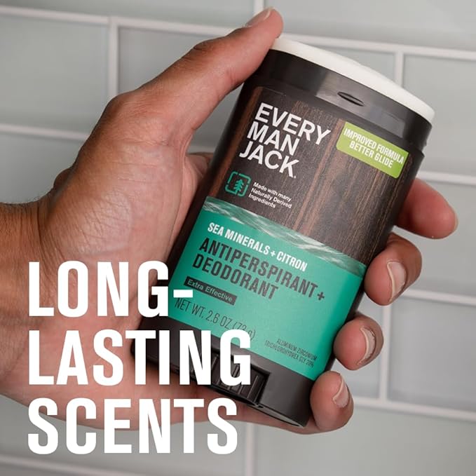 Every Man Jack Men’s Antiperspirant Deodorant Variety Pack – New & Improved Formula – Outdoor Inspired Scents - Smooth Glide, 48-Hour Odor & Sweat Defense– 2.6 oz (3 Pack)