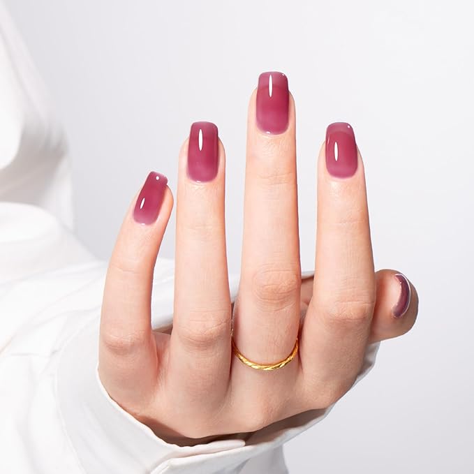 MAYCHAO 15ML Jelly Plum Gel Nail Polish 1Pc Crystal Plum Gel Polish Soak off Translucent Plum Nail Polish Nail Art Manicure Salon DIY at Home, 0.5 OZ