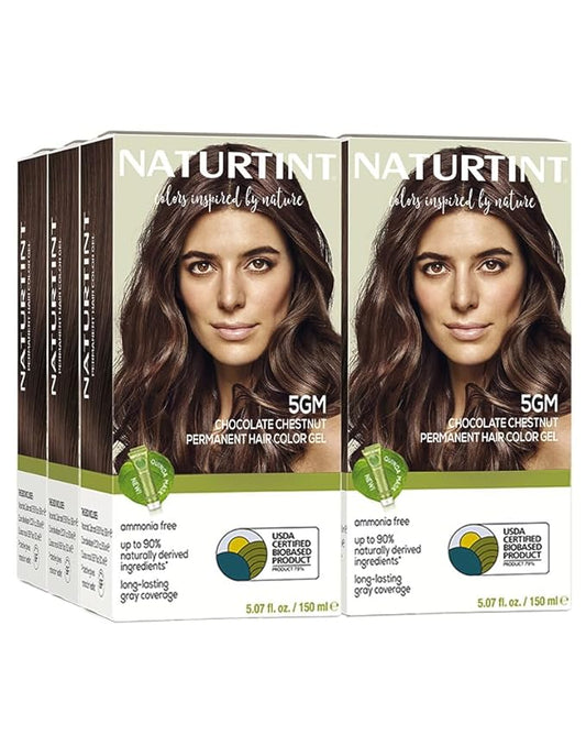 Naturtint 5GM Chocolate Chestnut Permanent Hair Color (Pack of 6), Ammonia Free, Vegan, Cruelty Free, up to 100% Gray Coverage, Long Lasting Results (Packaging may vary)