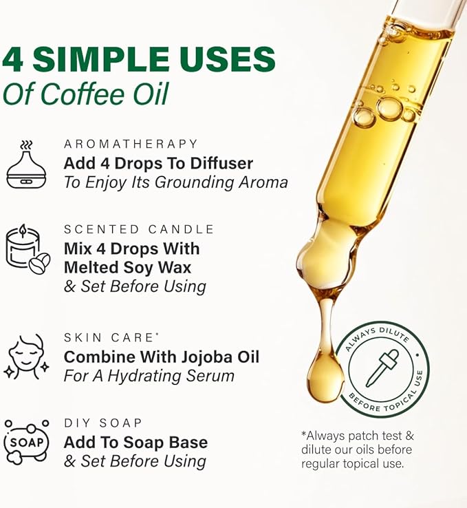 KUKKA Coffee Essential Oils - 1 Fl Oz - for Hair, Skin, Diffuser, Aromatherapy & DIY Soap Making Scent