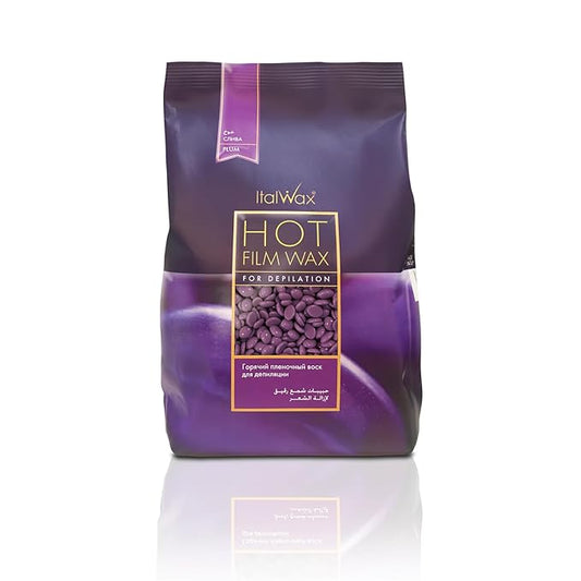Italwax Plum - 1kg / 2.2lb - Hard wax beads for hair removal - Natural formulation ideal for all skin type - Fruit aroma - Recommended for Bikini Area and Armpits