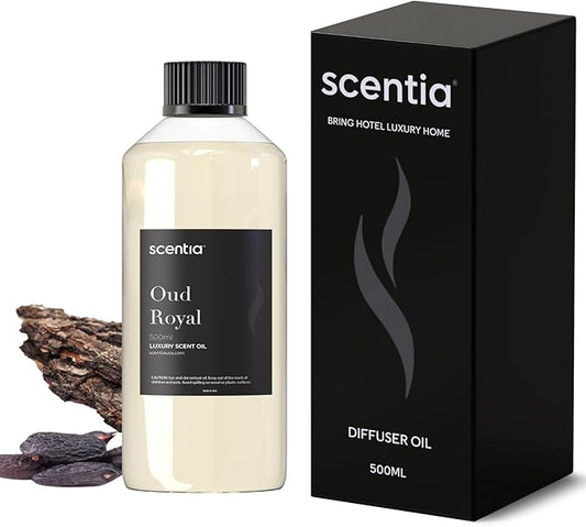 Scentia Oud Royal Fragrance Oil Inspired by TF's Oud Wood Perfume, Refill Diffuser Oil, Perfume Dupe, Aromatherapy Essential Oil Fragrance Set for Cold Diffusers, Candle Making | 500ml, 16.9Fl Oz