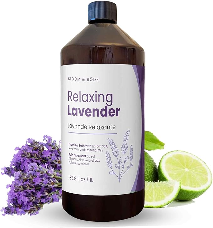 Luxury Foaming Bath - Natural Scented Bubble Bath with Essential Oils and Epsom Salt - Relaxing Lavender Scent, 33.8 fl oz / 1L
