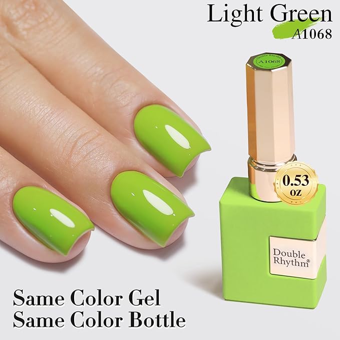 Double Rhythm 15ML Gel Nail Polish Pure Sheer Same Color Same Bottle Soak Off Gel Polish Art Manicure Salon DIY at Home for Women (Light Green-A1068)