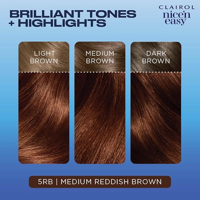 Clairol Nice'n Easy Permanent Hair Dye, 5RB Medium Reddish Brown Hair Color, Pack of 2