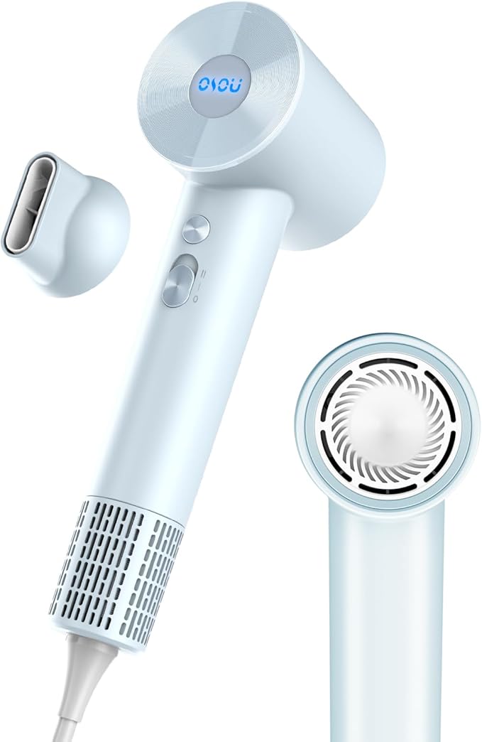 Hair Dryer, Negative Ionic Hair Dryer, High-Speed Blow Dryer with 110, 000 RPM Brushless Motor, Fast Drying Lightweight Travel Hairdryer, Low Noise Home Hair Dryer with Smooth Nozzle