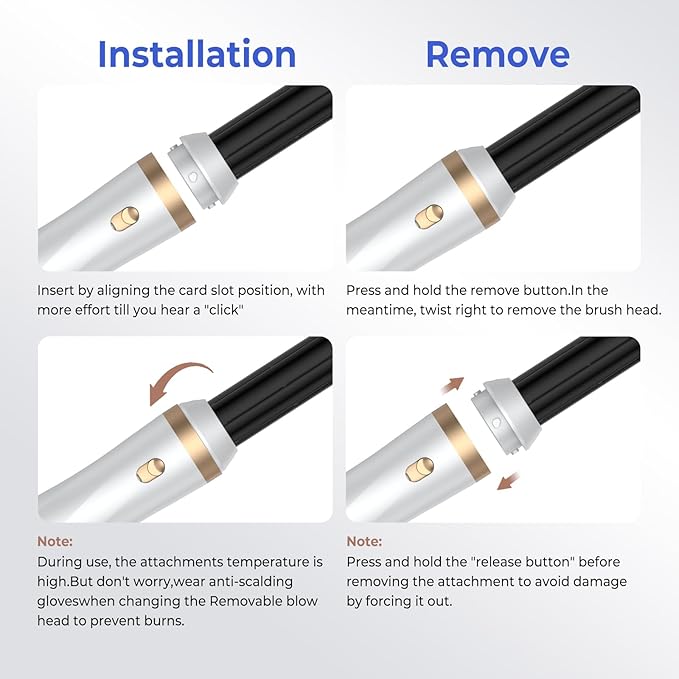 Hair Dryer Brush 5 in 1, Blow Dryer Brush Set with Air Curler Wrap Hair Styler, Negative Ionic Blow Dry Brush, Detachable Hair Tool for Curling, Volumizer,Straightener,Drying