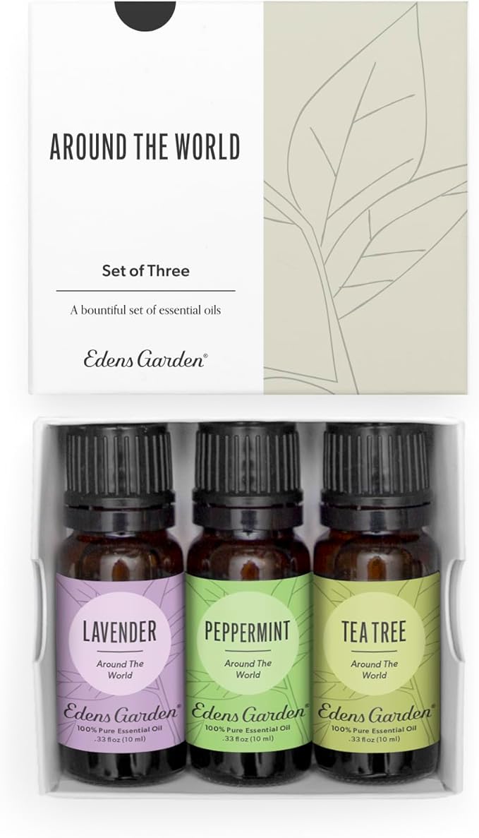 Edens Garden Essential Oils Around The World 3 Set – 100% Pure Therapeutic Grade Aromatherapy: Lavender, Peppermint & Tea Tree Oil for Diffusers & Home – No Fragrance & Undiluted, 10 ml/ 3 Pack
