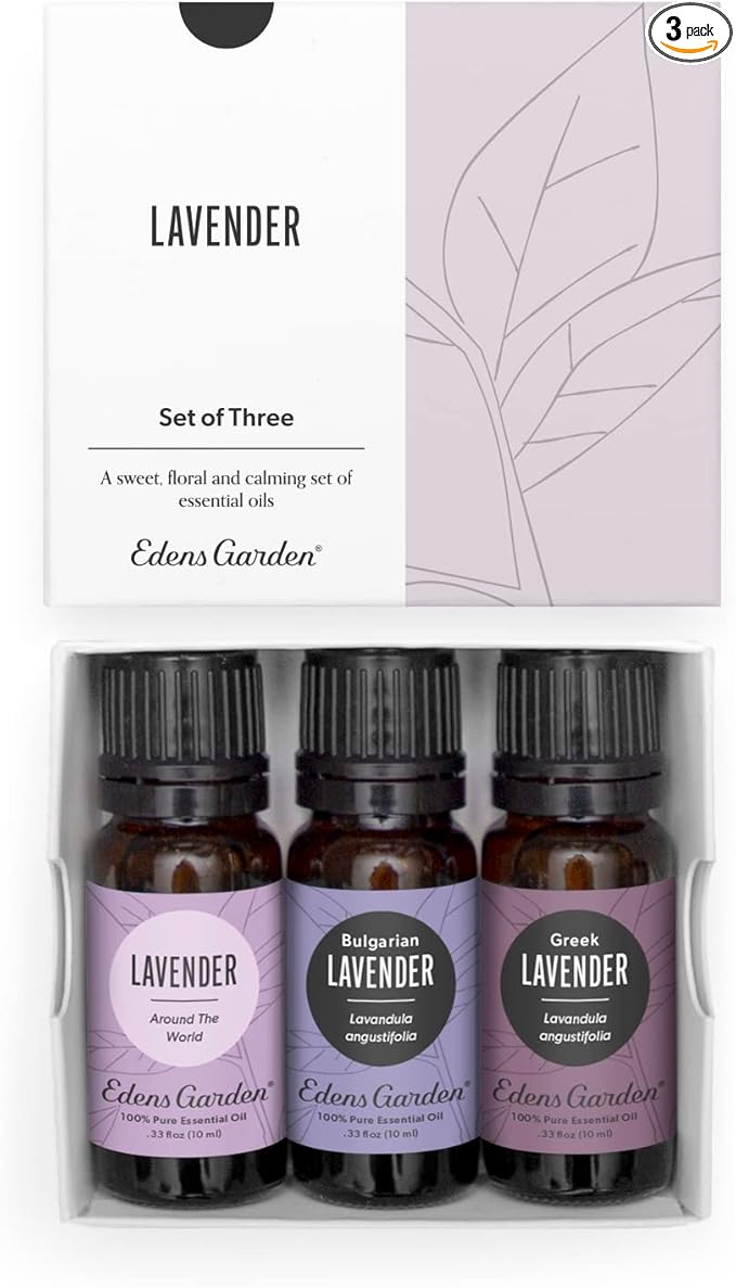 Edens Garden Lavender Essential Oils 3 Set – 100% Pure Therapeutic Grade, Aromatherapy Floral Scents For Relaxation, Skin, Candle Making & Diffusers – Natural, Vegan & Fragrance Oil Free, 10 ml/3 Pack
