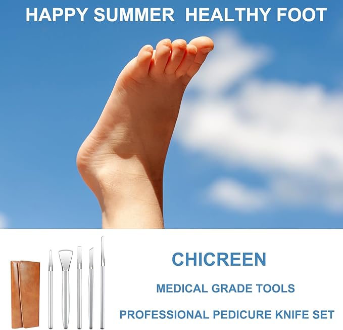 Manicure Set,Professional Pedicure Knife Set,Dead Skin Corn Foot Callus Remover Kit,Foot Care Tools for Travel or Home,Stainless Steel Foot File Rasp,Calluses Pusher (5 Pack)