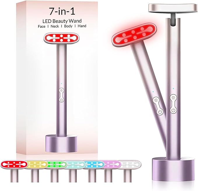 Red-Light-Therapy-for-Face, 7 in 1 LED Light Therapy Eye Equipment for Skin Care at Home, Red Light Therapy Face Massager Eye Beauty Skincare Rejuvenation Tool for Anti-Aging, Wrinkles & Glowing Skin