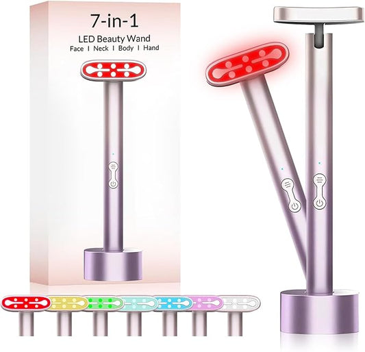 Red-Light-Therapy-for-Face, 7 in 1 LED Light Therapy Eye Equipment for Skin Care at Home, Red Light Therapy Face Massager Eye Beauty Skincare Rejuvenation Tool for Anti-Aging, Wrinkles & Glowing Skin