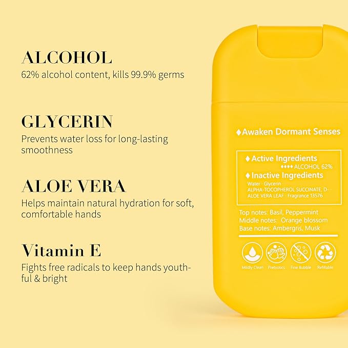 Spray Hand Sanitizer Travel Size Scented - Refillable Hydrating Hand Sanitizers Portable Design Travel Essentials (Citrus mist at dawn) 0.93Fl Oz