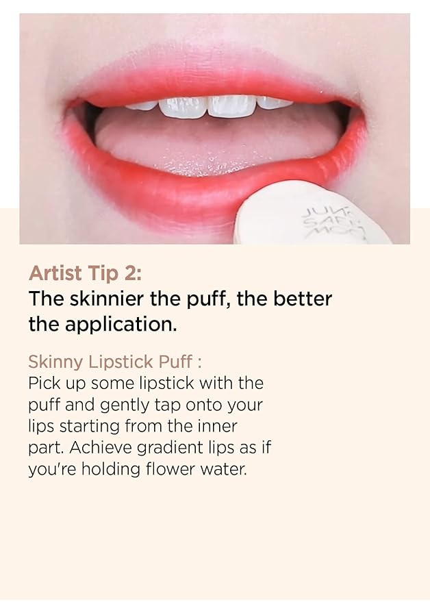 JUNG SAEM MOOL Skinny Tap Puff 3pcs, Mini Precision Puff for Concealer and Touch-Up, Ultra-Slim Fitting Makeup Sponge for Seamless Coverage Around Nose Eyes Lips, Travel-Friendly Korean Beauty Tool