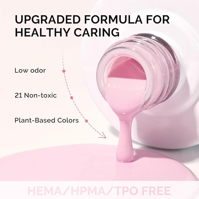 MelodySusie Fleurwee Plant Based Gel Nail Polish, Nail Polish Hema Free 21 Non Toxic Long Lasting No Chip Finger Toe Nail Art Manicure Salon DIY at Home Gifts for Women Sakura Pink P56