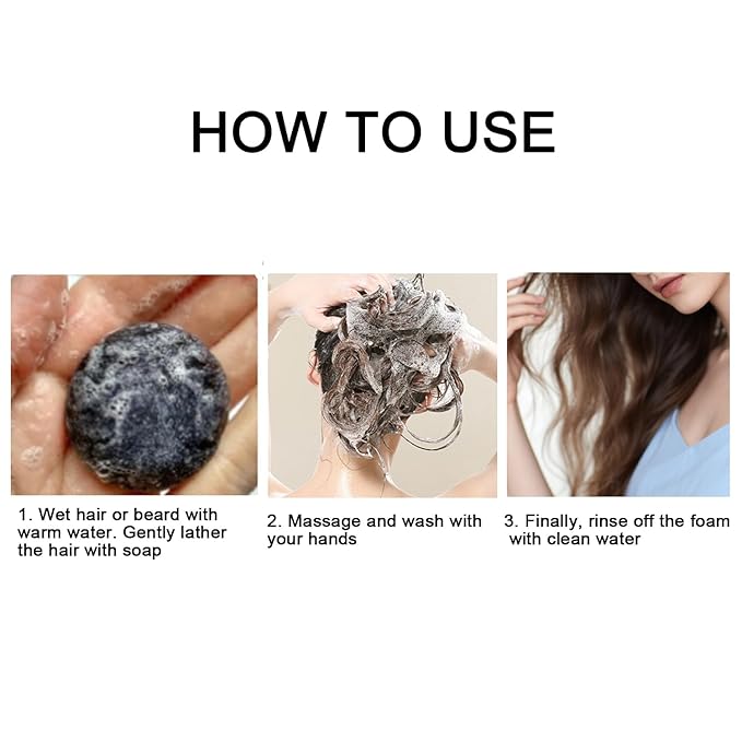 Gray Hair Reverse Bar Soap, Black Shampoo Bar for Hair & Beard Darkening, Herbal Black Soap for Men & Women Gray Hair Coverage, Deep Clean & Nourish the Scalp 3Pcs