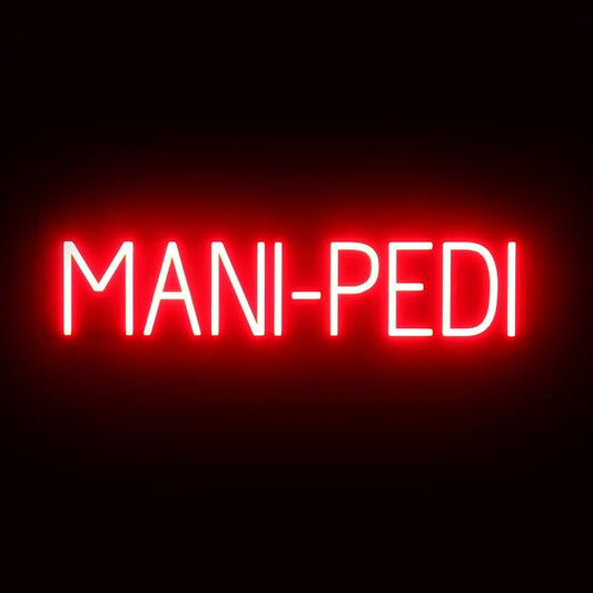 SpellBrite MANI-PEDI Sign | Nail Salon-Related Sign with Neon Look, Red LED Light Source | 29.7" x 6.3"