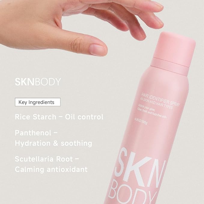 SKNBODY Hair Identifier Spray for Face Shaving and Dermaplaning Tool with 4 Razors, Upgraded Dermaplaning Spray for Women Facial Hair Removal, Gentle on All Skin Types