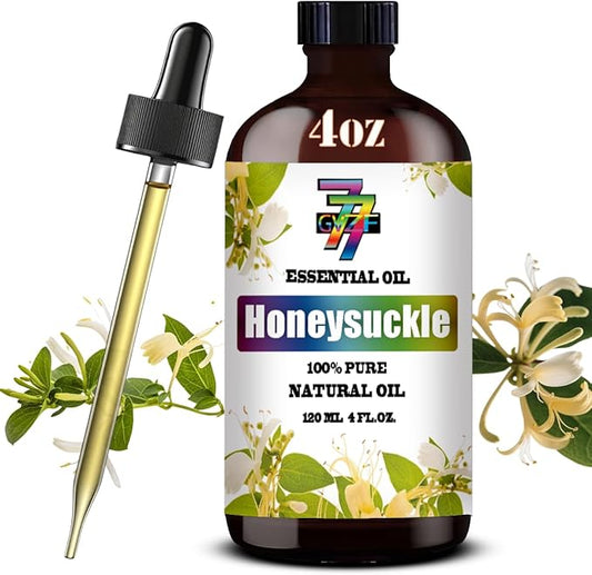 Honeysuckle Essential Oil (4 oz/120 ml) — Honeysuckle Oils for Aromatherapy, diffusers, humidifiers, Home fragrances, DIY Skincare, soap Making, DIY Candle, Relaxation, Yoga, and Meditation