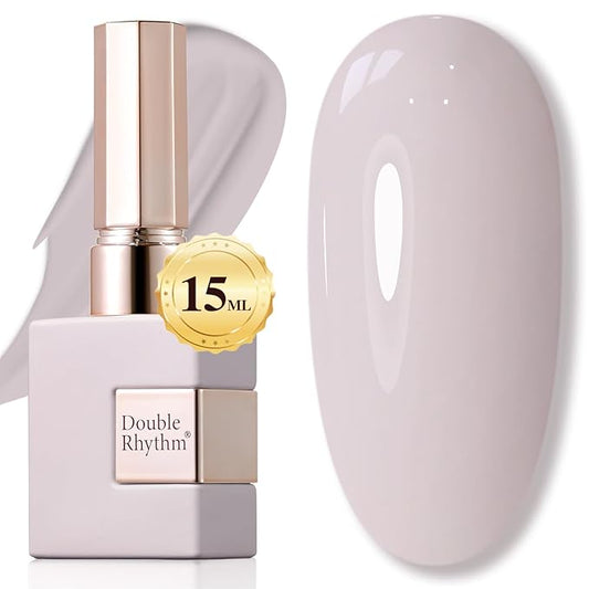 Double Rhythm 15ML Gel Nail Polish Pure Sheer Same Color Same Bottle Soak Off Gel Polish Art Manicure Salon DIY at Home for Women (Milky Gray-A1466)