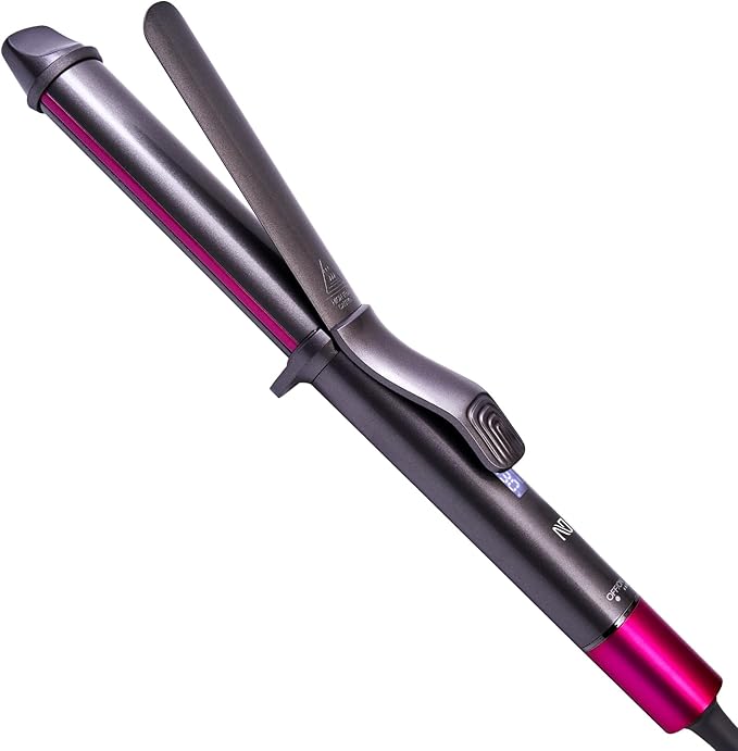 1 1/4 Inch Curling Iron, Ceramic Coated Hair Curling Wand, Rapid 430°F Heating, Temperature LED Display, 6 Temperature Settings, 60 Minutes Auto-Off, Red