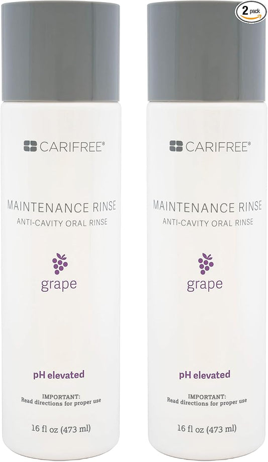CariFree Maintenance Rinse, Grape Flavored, Anti-Cavity Fluoride Mouthwash, Dentist Recommended, Prevents Oral Decay, Freshens Breath, Alcohol-Free, Neutralizes pH, 16 Fl Oz (Pack of 2), Grape