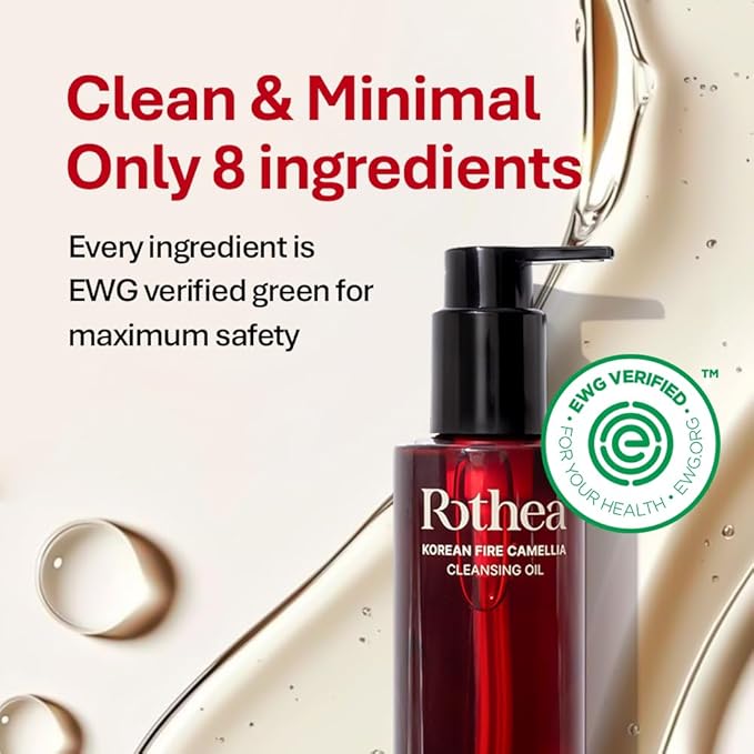 Rothea Holiday Edition - Korean Fire Camellia Cleansing Oil – Gentle Oil Cleanser for Face & Makeup, Blackhead Remover, Korean Skin Care, 6.76 fl oz / 200ml