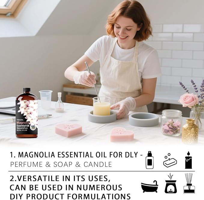 Magnolia Essential Oil, Magnolia Oil 16 Fl Oz 480 ML for Diffuser Humidifier Yoga Cleaning DIY Candle Soap Making Perfume Gift for Women Essential Oils
