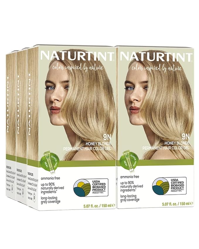 Naturtint 9N Honey Blonde Permanent Hair Color (Pack of 6), Ammonia Free, Vegan, Cruelty Free, up to 100% Gray Coverage, Long Lasting Results (Packaging may vary)