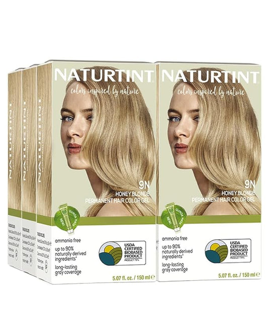 Naturtint 9N Honey Blonde Permanent Hair Color (Pack of 6), Ammonia Free, Vegan, Cruelty Free, up to 100% Gray Coverage, Long Lasting Results (Packaging may vary)