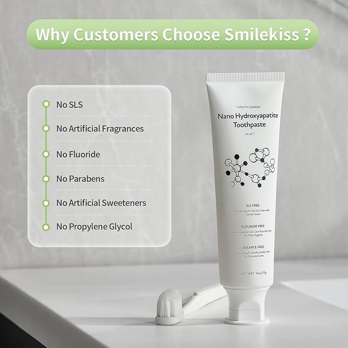 Fluoride Free Toothpaste with Nano Hydroxyapatite – Dentist Recommended for Remineralizing & Sensitive Teeth Relief – Mild Mint Natural Toothpaste for Adults & Kids, 8oz