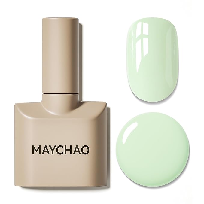 MAYCHAO 15ML Pale Green Gel Nail Polish 1Pc Light Green Gel Polish Soak Off UV LED Nail Polish Nail Art Starter Manicure Salon DIY at Home, 0.5 OZ