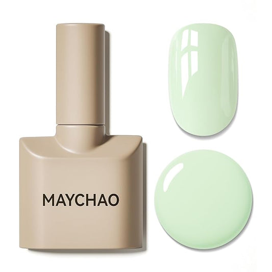 MAYCHAO 15ML Pale Green Gel Nail Polish 1Pc Light Green Gel Polish Soak Off UV LED Nail Polish Nail Art Starter Manicure Salon DIY at Home, 0.5 OZ