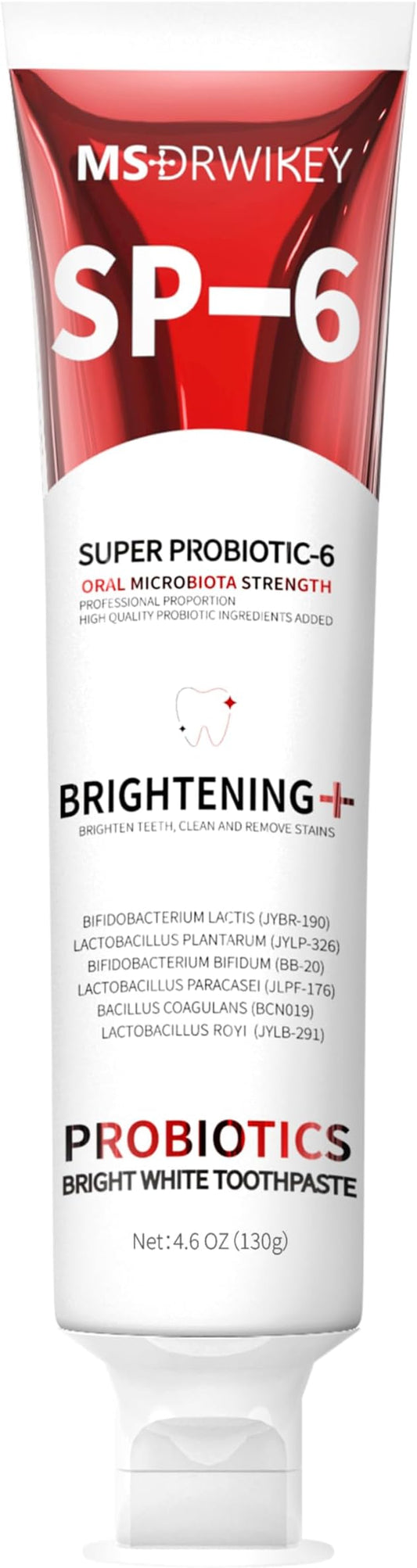 SP-6 Probiotic Whitening Toothpaste - Enhanced Formula with 6 Probiotics and Gum Health - Enamel-Safe, Fluoride-Free, Fresh Mint Flavor, 4.6oz (1)