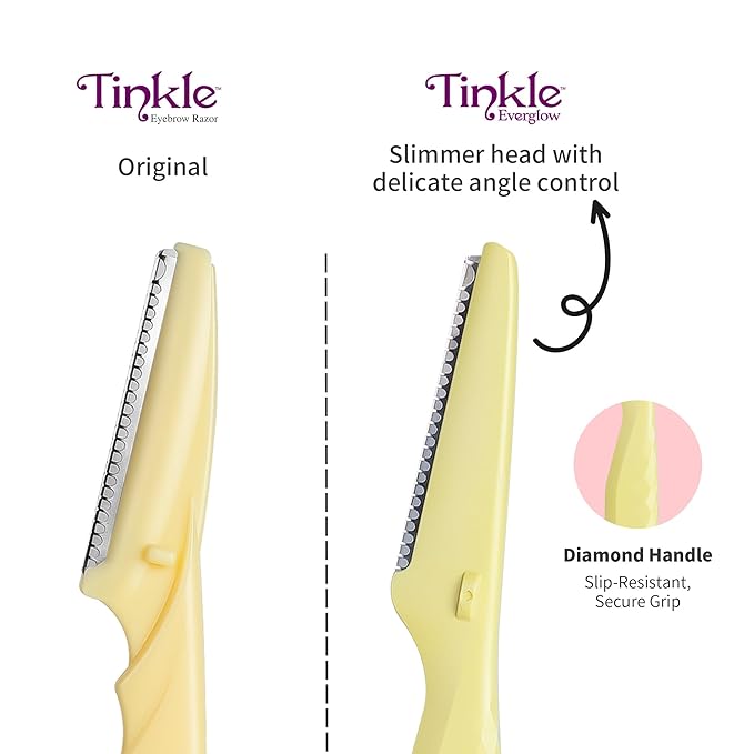 Tinkle Everglow Dermaplane Razor (3 ct), Eyebrow Razor & Face Razors for Women, Peach Fuzz Remover, Dermaplaning Tool, Stainless Steel Blades, Stocking Stuffers