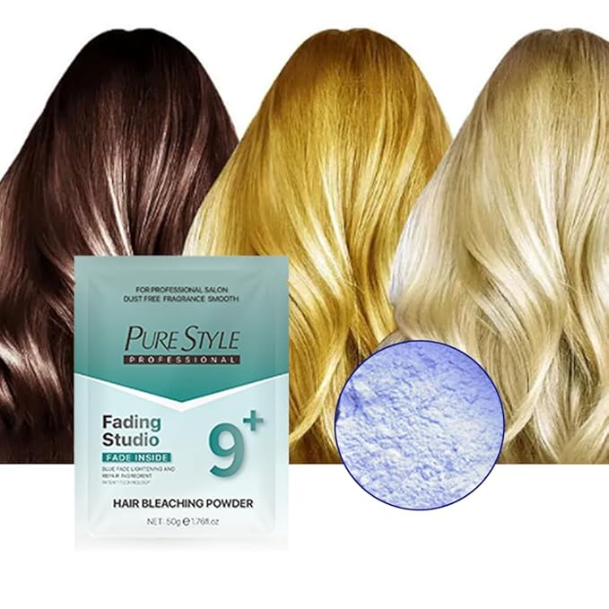 PURESTYLE 1000g Professional Ammonia-Free Hair Bleach Powder, Over 9 Levels Blue Fade Technology, Dust-Free & Fragrance Formula Fading Powder, Gentle Quick Bleach Lightener (1Bucket(1000g))