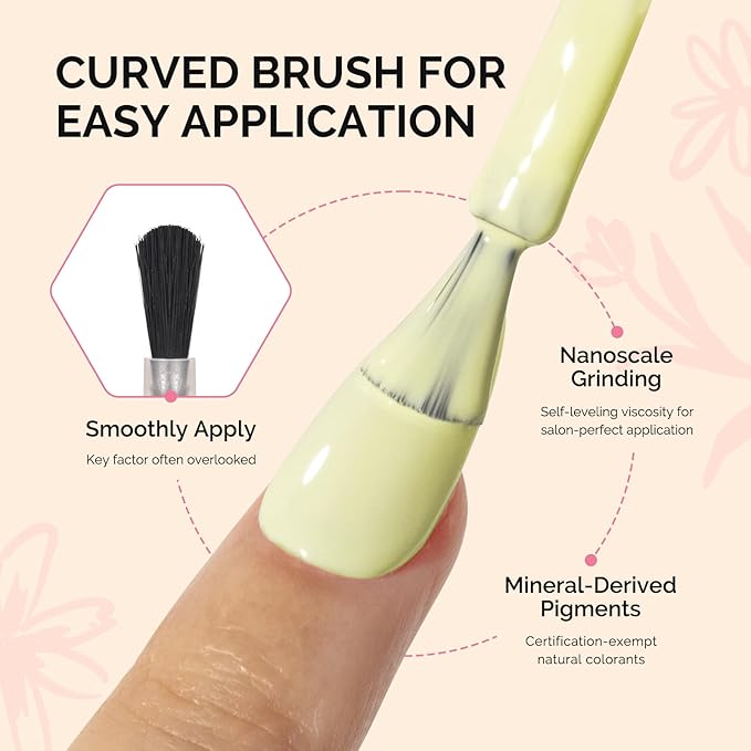 MelodySusie Fleurwee Plant Based Gel Nail Polish, Nail Polish Hema Free 21 Non Toxic Long Lasting No Chip Finger Toe Nail Art Manicure Salon DIY at Home Gifts for Women Light Green P61