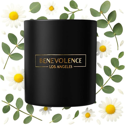 Benevolence LA Eucalyptus & Chamomile Christmas Scented Candles | Soy Candles, Black Candle for Home | Holiday Candle Gifts for Women and Men | Home Fragrance | Aromatherapy | 8oz, 45 Hour Burn