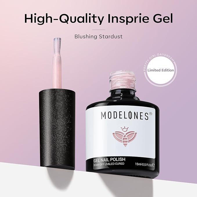 modelones Nude Gel Polish Glitter Glitter Gel Nail Polish Pink Shimmer Nail Polish Base Color Soak Off U V Soap Nails for Nail Art Manicure at Home 15ML