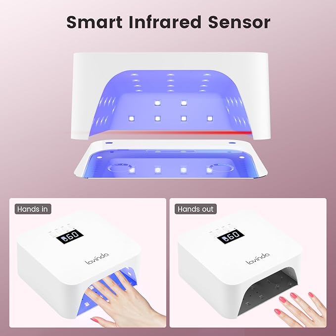 Lavinda UV Light for Gel Nails, Professional UV LED Nail Lamp 2X Faster Curing Nail Dryer Nail Light Compatible with All Gel Types for Home Salon (NovaGlow White)