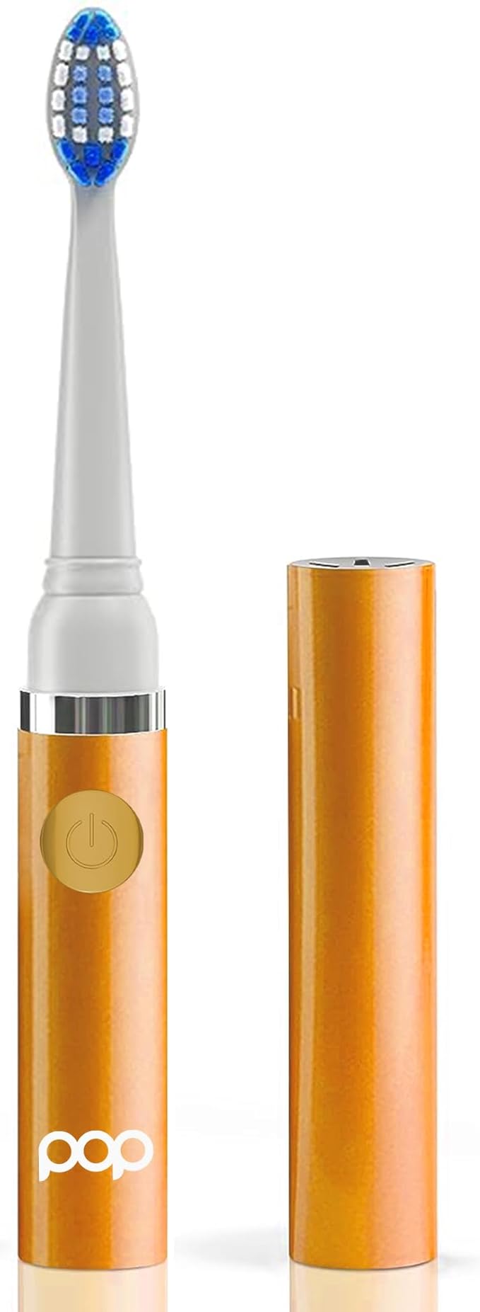 Pop Sonic Electric Toothbrush (Orange) - Travel Toothbrushes w/AAA Battery | Kids Electric Toothbrushes with 2 Speed & 15,000-30,000 Strokes/Minute, Dupont Nylon Bristles