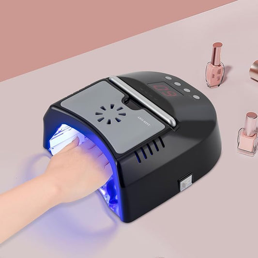 Professional 72W Nail Lamp with LCD Digital Timer, Fast 30s Cure LED Nail Dryer for Gel Polish, Portable UV/LED Light for Salon & Home Nail Art (Black)