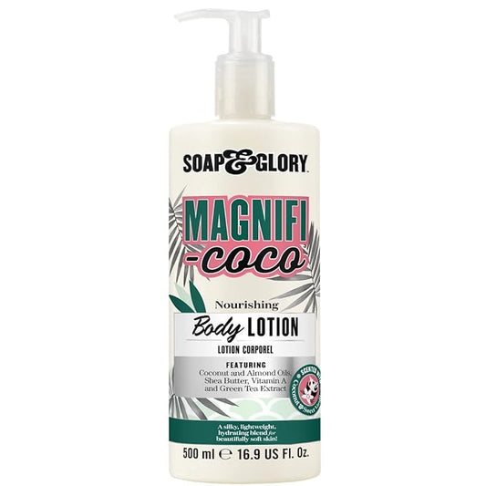 Soap & Glory Magnifi-Coco Body Lotion for Women - Coconut Scented Lotion for Dry Skin with Almond Oil, Shea Butter & Vitamin A - Vegan Body Moisturizer (16.9 fl oz)