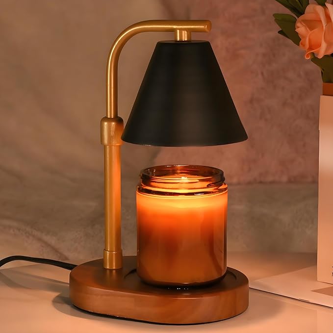 SOKCVSEA Candle Warmer Lamp - Candle Warmer with Diamond Height Adjustable, Birthday Gifts for Women Mom Gifts, House Warming Gifts New Home Decor, Wax Melt with 2 Bulb BlackGold